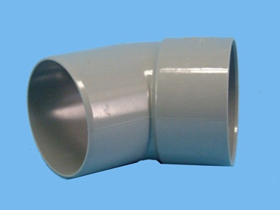 Bend Ø110mm x 45" - 1 x wedge 1 x solvent cement socket pvc