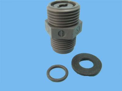 Discharge valve PVC / FPM / Glass spring-loaded ball, DN4 G5