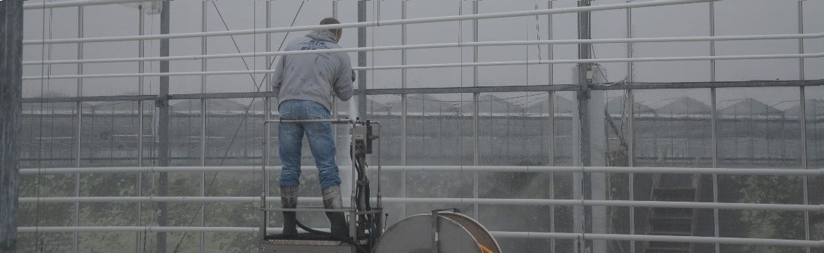 Glass cleaner in greenhouse