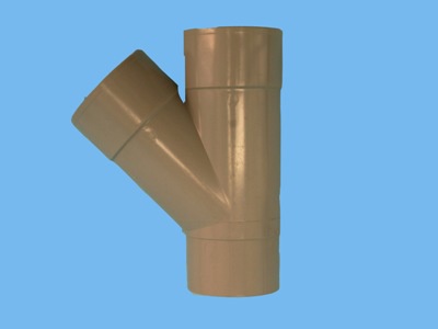Rainwater drainage T-piece 45° 2x glue socket 1x wedge