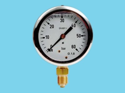 Pressure gauge 0-40 bar, glycerine filled, 1/4 " connection