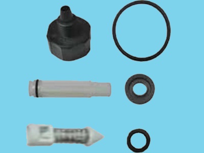Injection seals set + suction valve + barbed fitting
