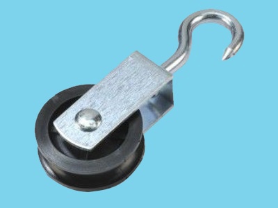 Galv. pulley with swivel hook / dia. sheave 50mm, 10 pcs