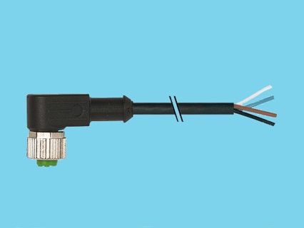 Connector cable M12 4p female hook L=3m