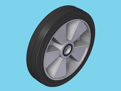 Wheel alu/rub 300x57mm (axle 30mm)