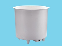 Polyester container 600L round Ø105x95cm heigh on legs+sink