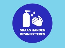 Vinyl sticker 'Please disinfect hands' Ø90mm