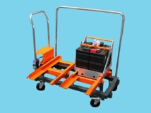 Meto battery exchangeset with transport wagon
