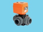 3-way ball valve DN25 32mm, GF, motor 24VDC + contact