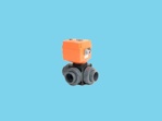 3-way ball valve DN40 50mm, GF, motor 24VDC + contact