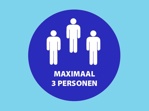Sticker vinyl 'Maximum 3 persons' Ø90mm