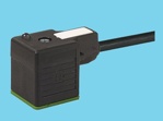 Solenoid valve plug cap 24VDC/3m/diode/led 2P+2A