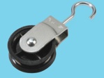 Alu. pulley with swivel hook / dia. sheave 40mm, 25 pcs